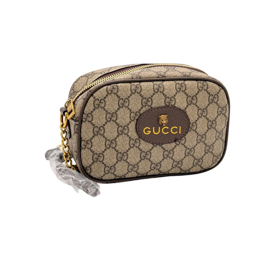 Gucci handbag with marble strap on a white background