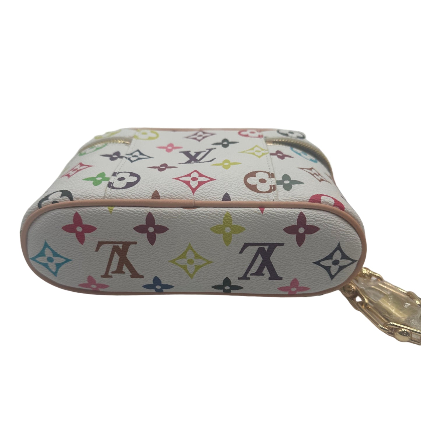 Louis Vuitton monogram multicolor pouch with keychain on a white background