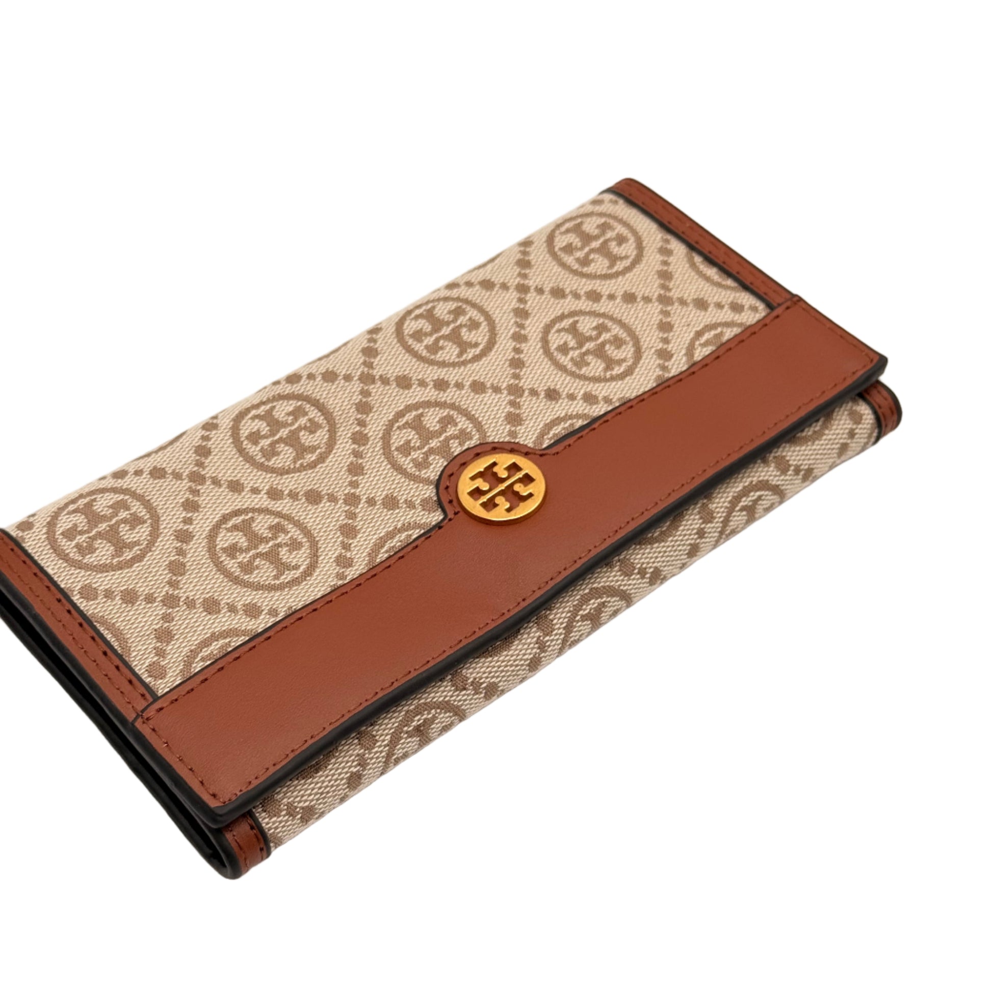 Designer wallet with brand logo on a light background